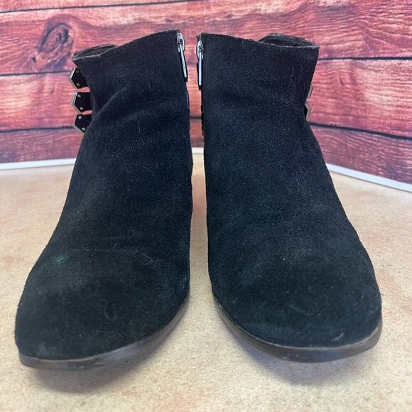 Sam Edelman Penrose Black Suede Studded Ankle Booties - Picture 2 of 15